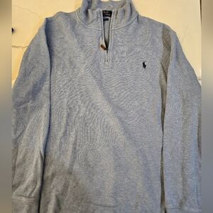 Polo Ralph Lauren Mens 1/4 Zip Pullover Shirt XL Estate Rib Lt Blue